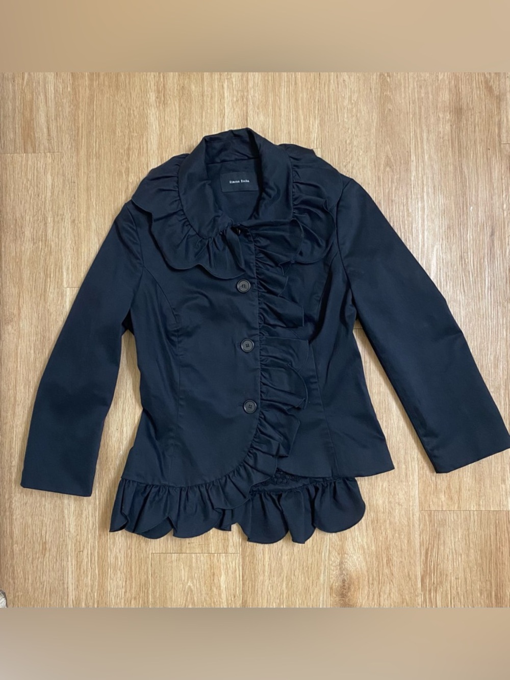 Simone Rocha black Ruffle-Trim Jacket - Picture 2 of 8
